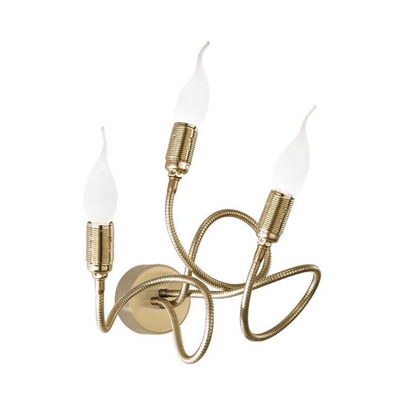 Lampada applique oro satinato 3 bracci flessibili E14 LED interni design modulare