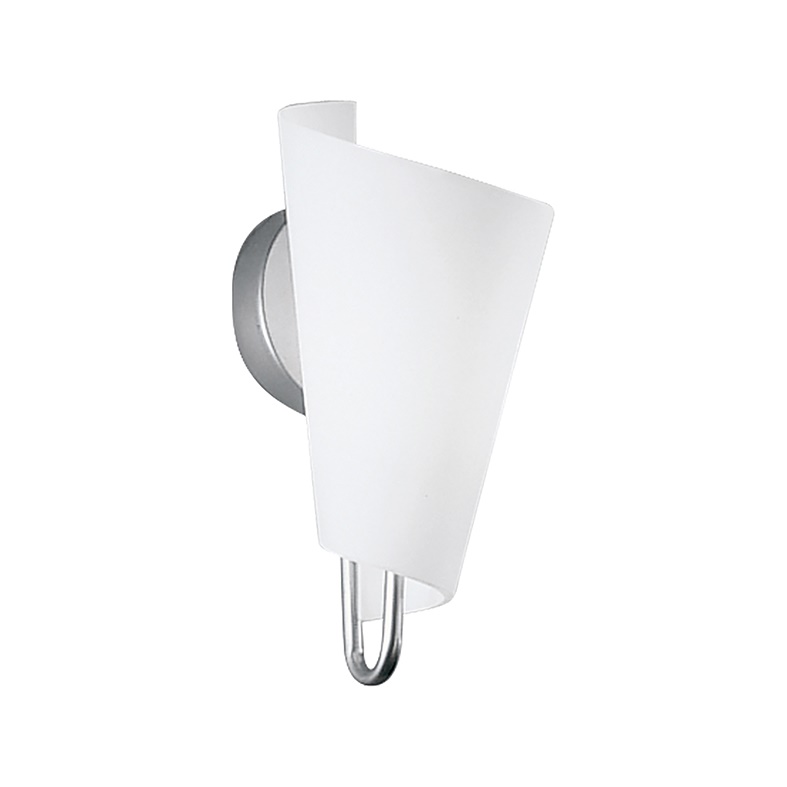 Applique metallo anodizzato vetro bianco acidato E14 IP20 per illuminazione ambienti interni