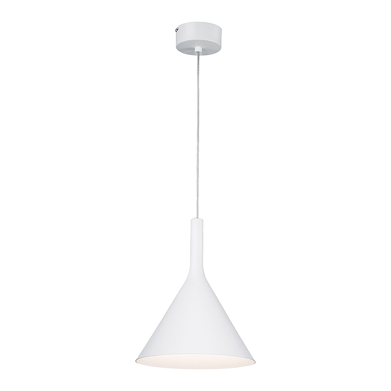 Sospensione conica bianca metallo verniciato E27 IP20 per interni design essenziale