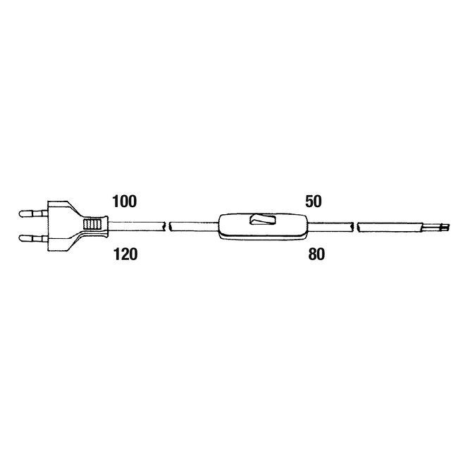 Cavo elettrico bianco CL2 200 cm con interruttore per installazioni domestiche e professionali