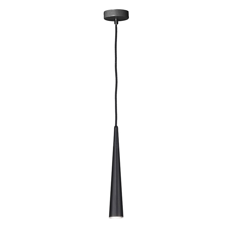 Sospensione design moderno con struttura cono metallo laccato, portalampada GU10, kit decentramento, per interni residenziali e commerciali