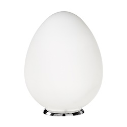 Lampada da tavolo design moderno vetro satinato base cromo attacco E27 LED ambienti interni