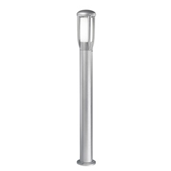 Bollard esterno grigio IP65 con attacco E27 per lampadine LED, resistente a polvere e acqua, ideale per giardini e vialetti