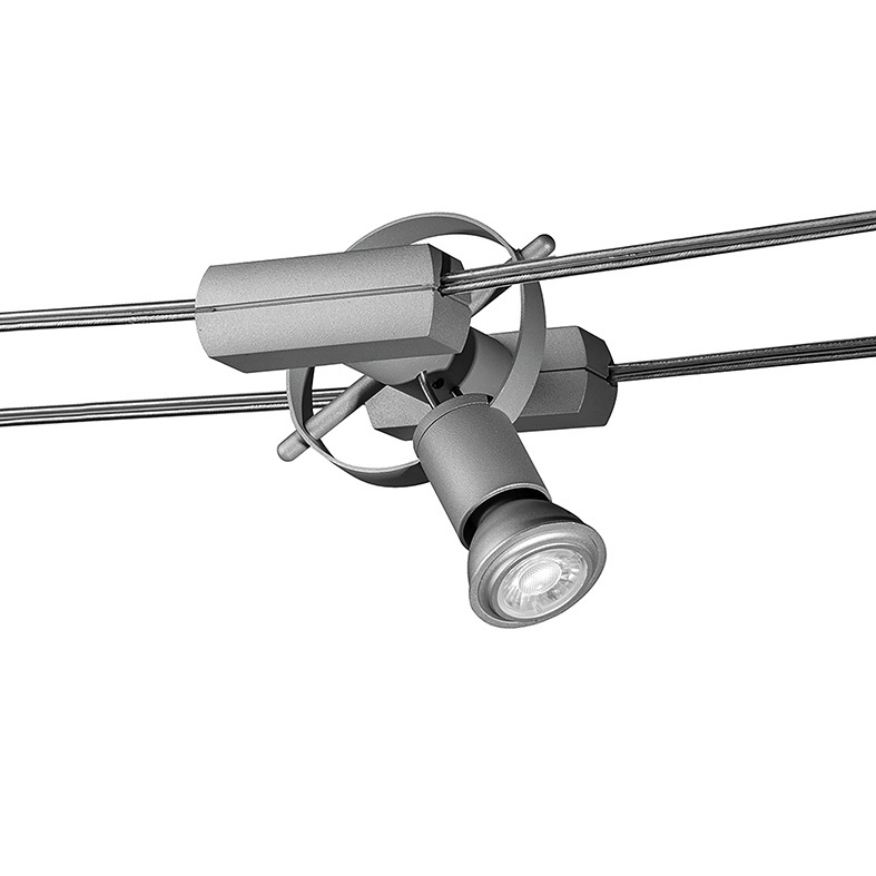 Sistema a tesata grigio con LED 3000K/4000K, corpi illuminanti orientabili, per interni IP20