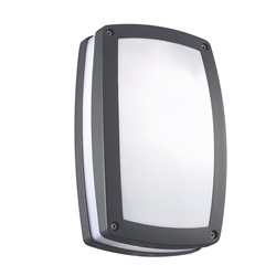 Applique antracite resistente IP55 con attacco E27 per interni ed esterni, diffusore policarbonato, compatibile lampadine LED, design moderno e installazione facile