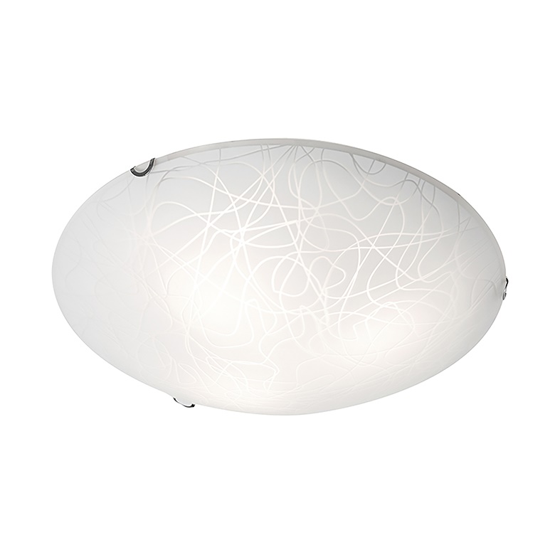 Plafoniera vetro opale serigrafato E27 41cm design moderno illuminazione soffusa ambienti interni