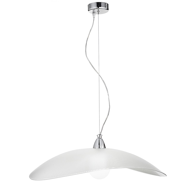 Sospensione cromo vetro serigrafato E27 64cm lampada design moderno ambienti interni