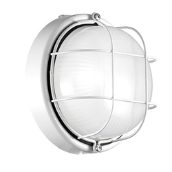 Applique plafoniera tonda bianca E27 IP54 esterno struttura alluminio vetro satinato resistente urti