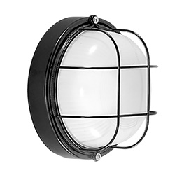 Applique plafoniera tonda nera E27 IP54 esterno alluminio vetro satinato resistente urti