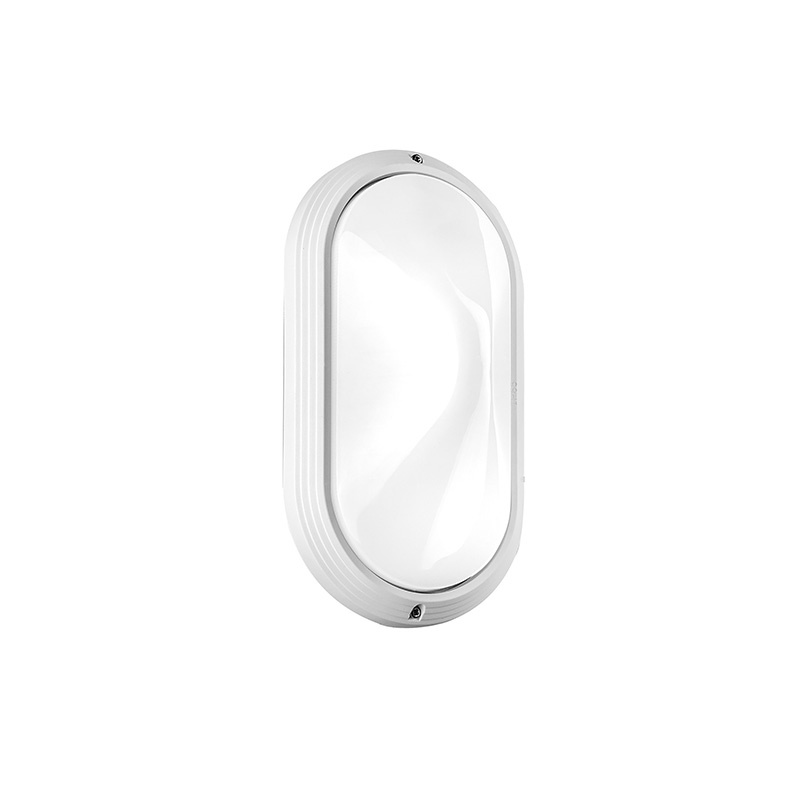 Applique plafoniera ovale bianca IP65 E27 per esterno interno diffusione luce uniforme