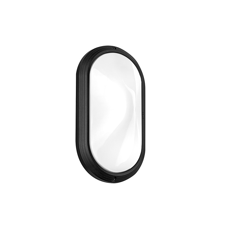 Applique plafoniera ovale nera IP65 E27 per esterno e interno luce diffusa resistente