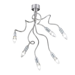 Sospensione 6 bracci cromo E14 IP20 lampada da parete e soffitto flessibile