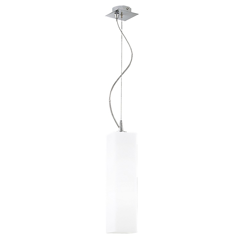 Lampada sospensione minimalista metallo cromato diffusore vetro satinato attacco E27 dimmerabile ideale ambienti residenziali e commerciali