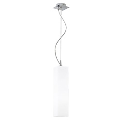 Lampada sospensione minimalista metallo cromato diffusore vetro satinato attacco E27 dimmerabile ideale ambienti residenziali e commerciali