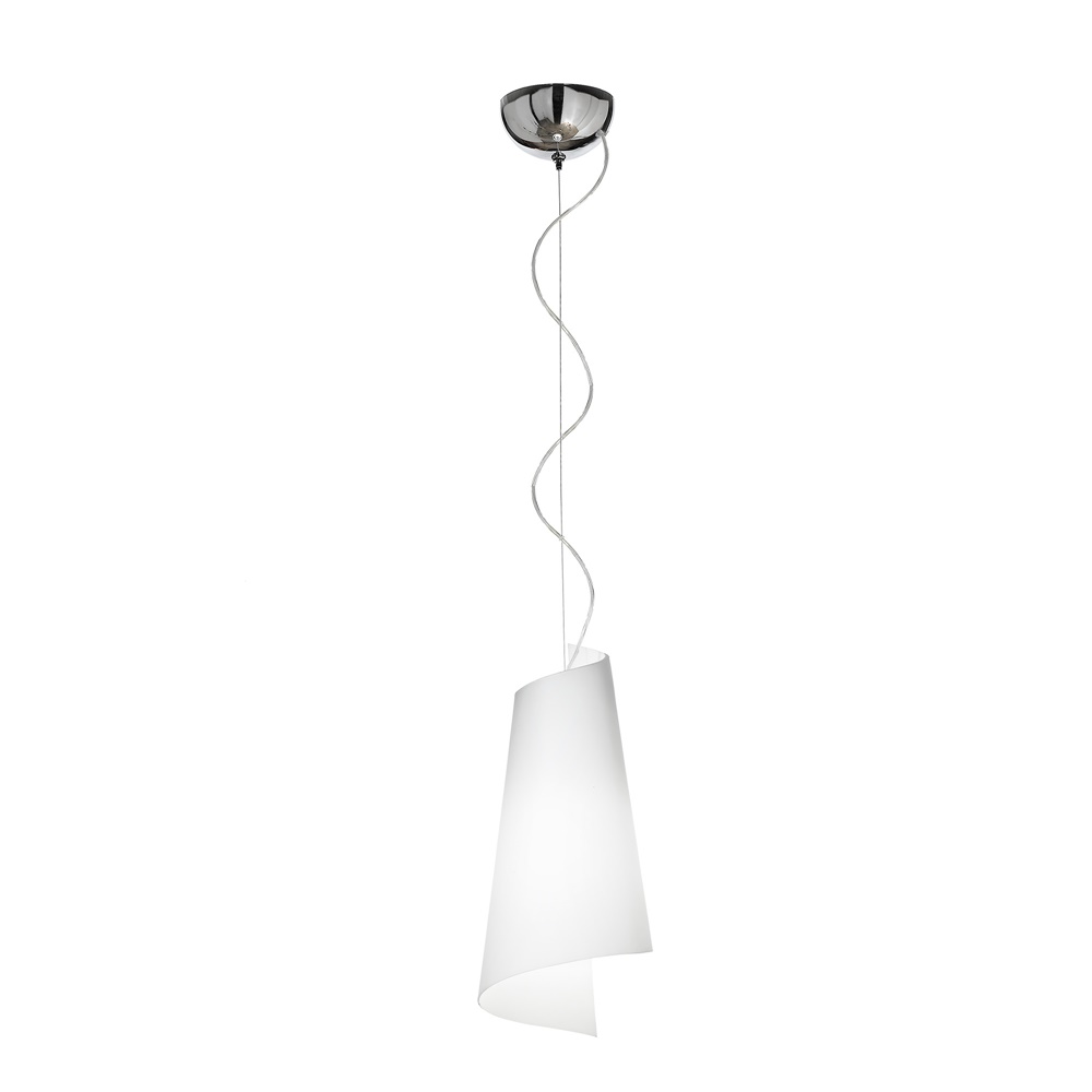 Lampada sospensione metallo anodizzato vetro bianco acidato attacco E27 IP20