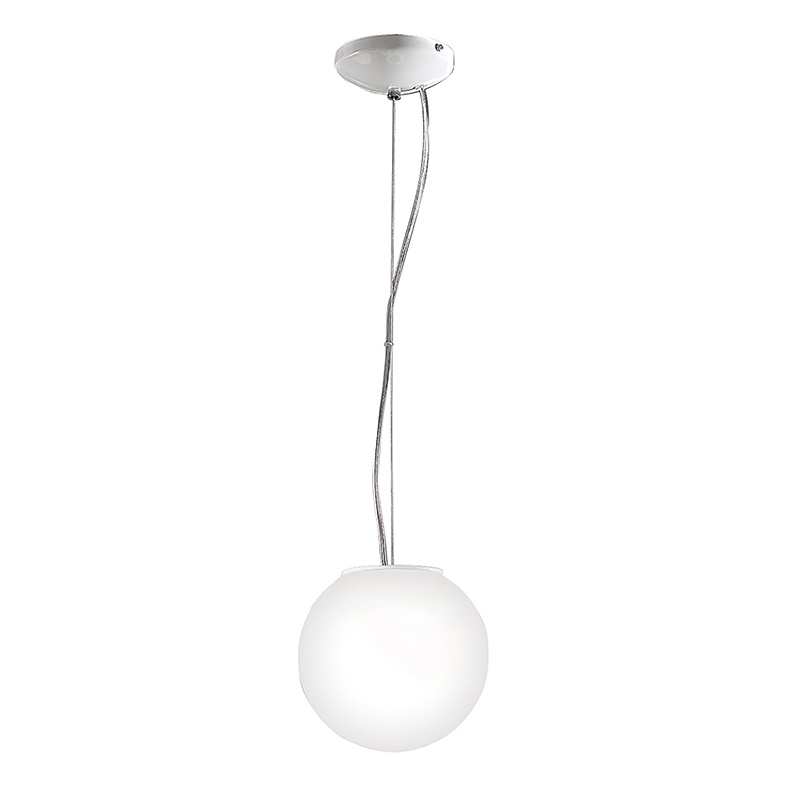 Sospensione bianca vetro satinato E27 20cm illuminazione interna design elegante