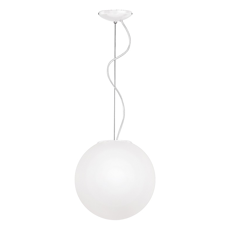 Sospensione bianca vetro satinato E27 30cm luce soffusa ambienti moderni