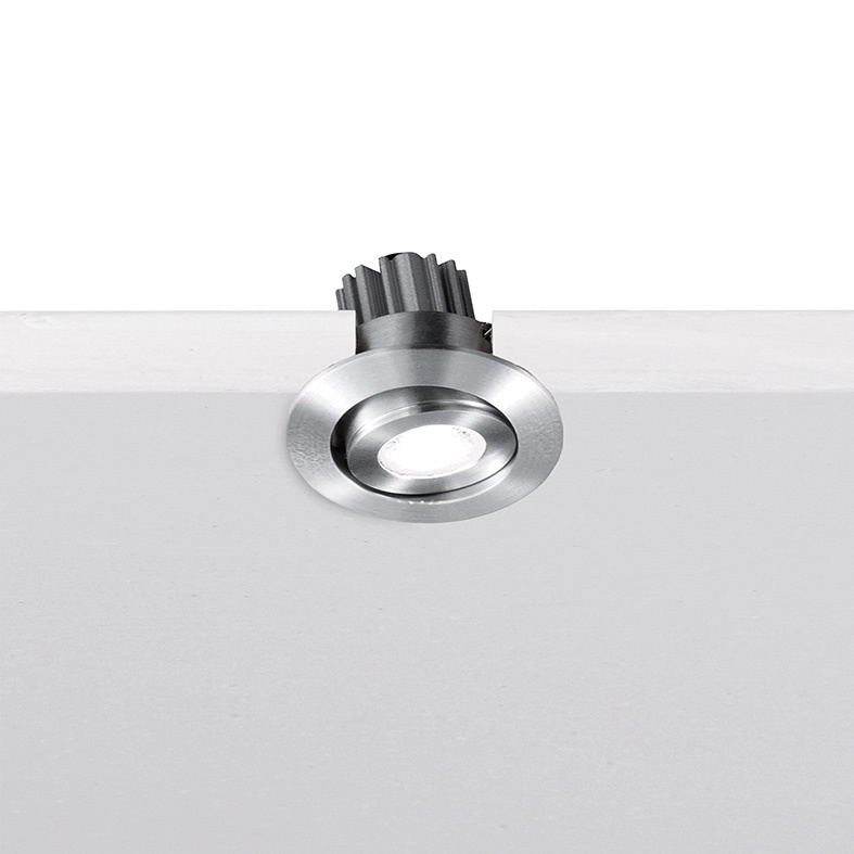 Faretto LED incasso orientabile 30° alluminio satinato per illuminazione interna