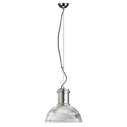 Sospensione vetro trasparente E27 metallo nichelato lampada LED interno design industriale