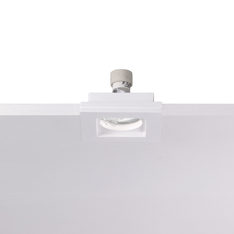 Downlight quadrato gesso rasato bianco incasso GU10 IP20 per interni professionali e residenziali