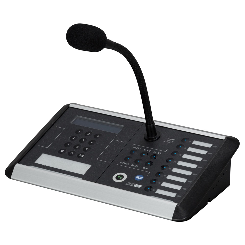 Base microfonica emergenza DXT7000 annunci live e messaggi preregistrati EN54