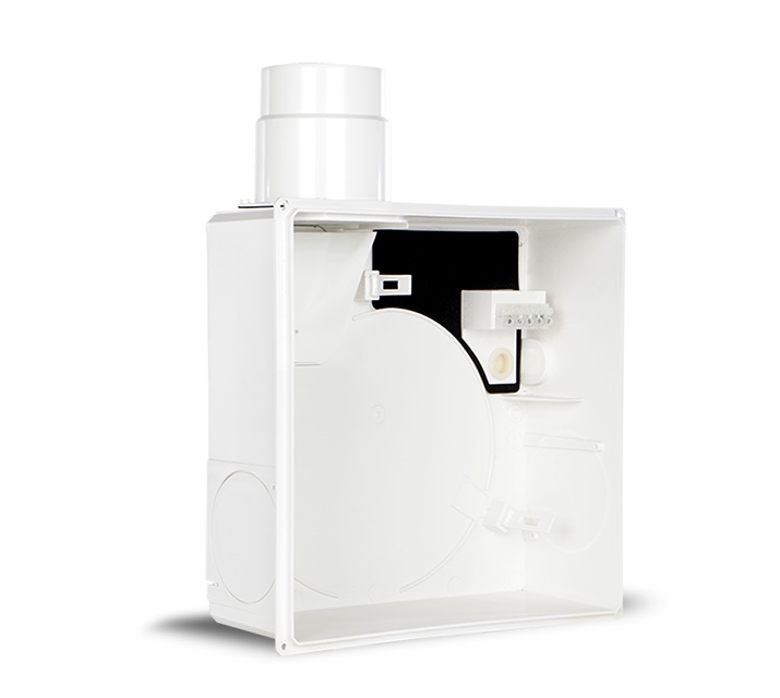 Scatola incasso aspiratore QUADRO EVO ABS con valvola non ritorno e cornice antipolvere