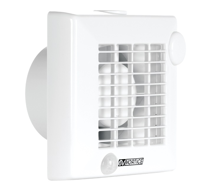 Aspiratore elicoidale da muro M 150/6 PIR con sensore infrarossi e timer regolabile, portata 335 m3/h, resistente UV, motore protetto