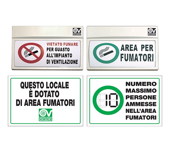 Kit cartelli divieto fumo per aspirazione ventilazione civile