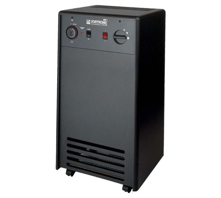 Depuratore aria Vortronic 200 T con filtro elettrostatico, carboni attivi, ionizzatore, 3 velocità, timer 24h, mobile legno nero, uso interno
