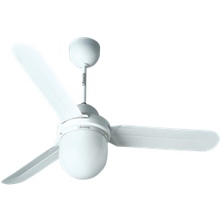 Ventilatore soffitto 900 mm 3 pale acciaio bianco con diffusore vetro opalino