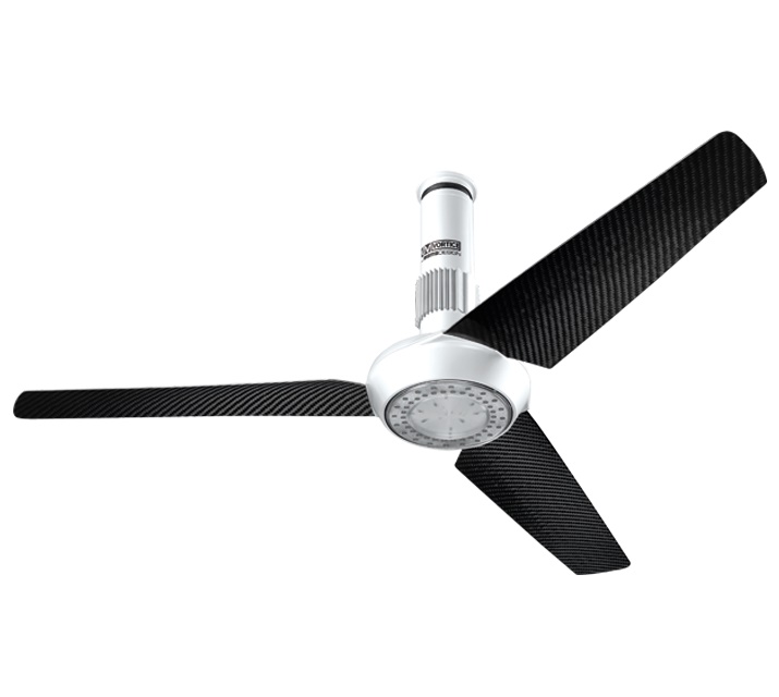 Ventilatore soffitto 3 pale fibra carbonio LED bianco ambienti interni
