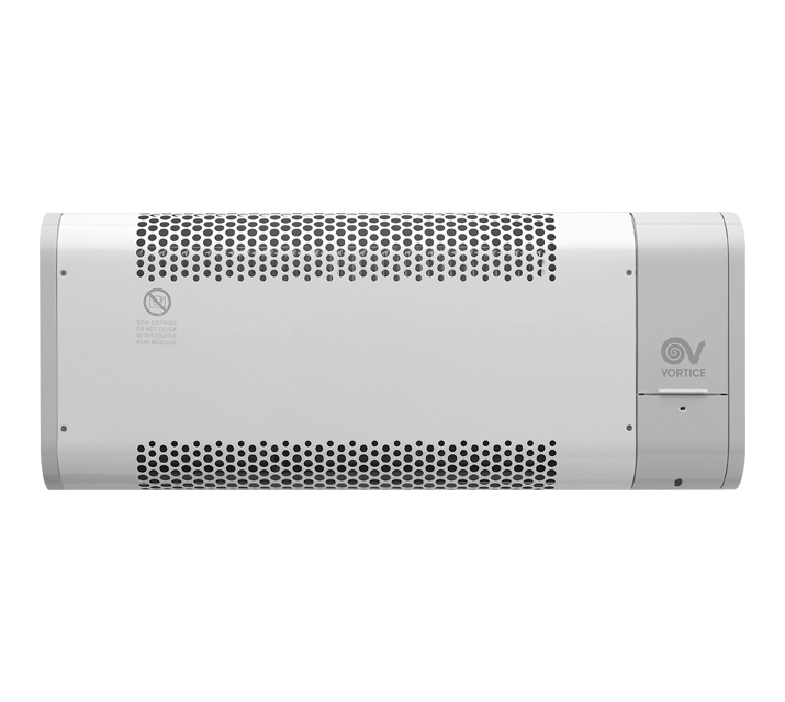 Termoventilatore miniaturizzato 1500W con termostato ambiente e programmatore digitale per installazione interna