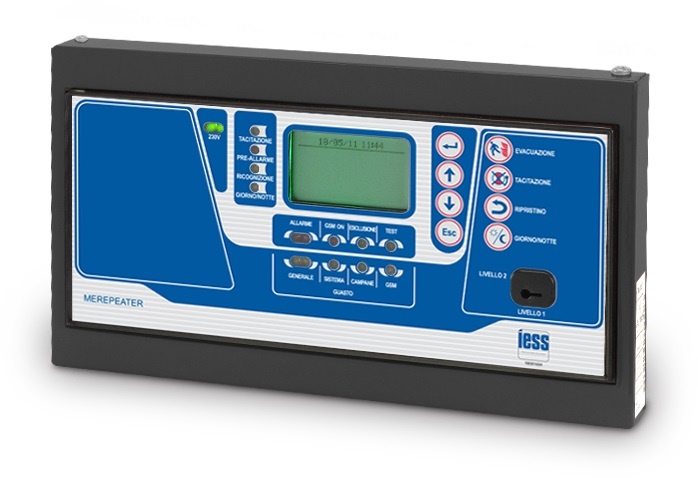 Pannello ripetitore con tastiera e display per centrali MEC, connessione RS-485, certificato EN54