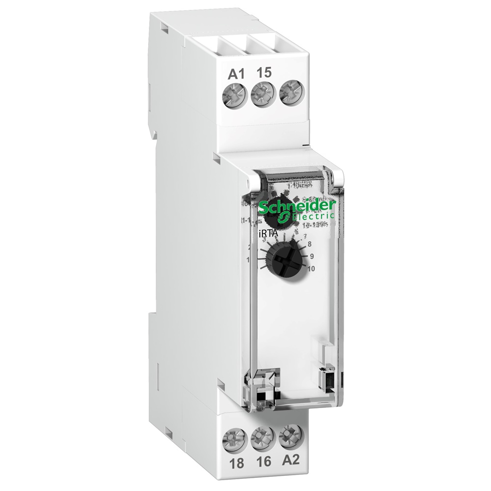 Relé temporizzato ritardo chiusura iRTA 24Vcc 24-240Vca 21A IP20 uso industriale