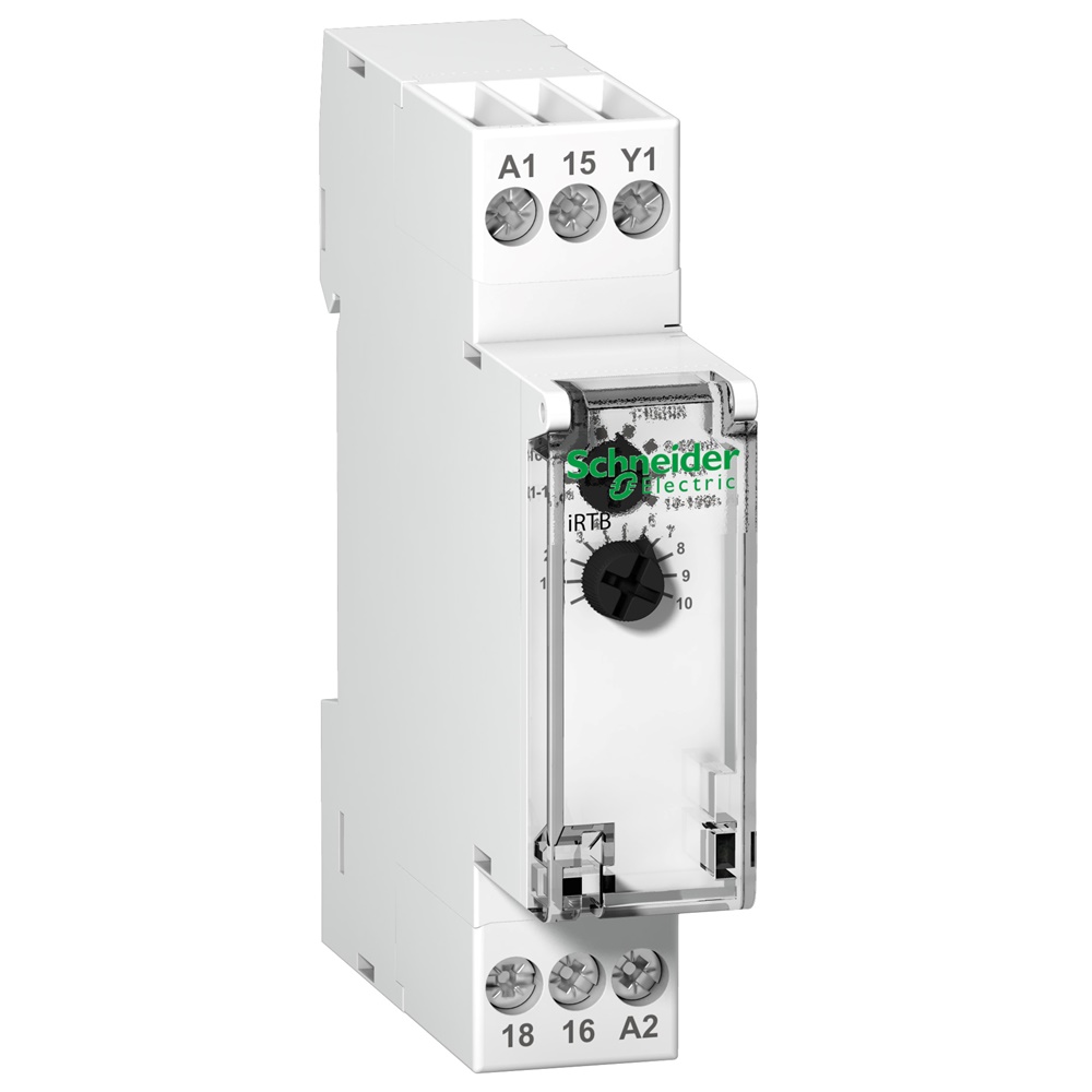 Relé temporizzato Acti9 iRTB comando impulsivo 24Vcc 24-240Vca 21A IP20 uso industriale