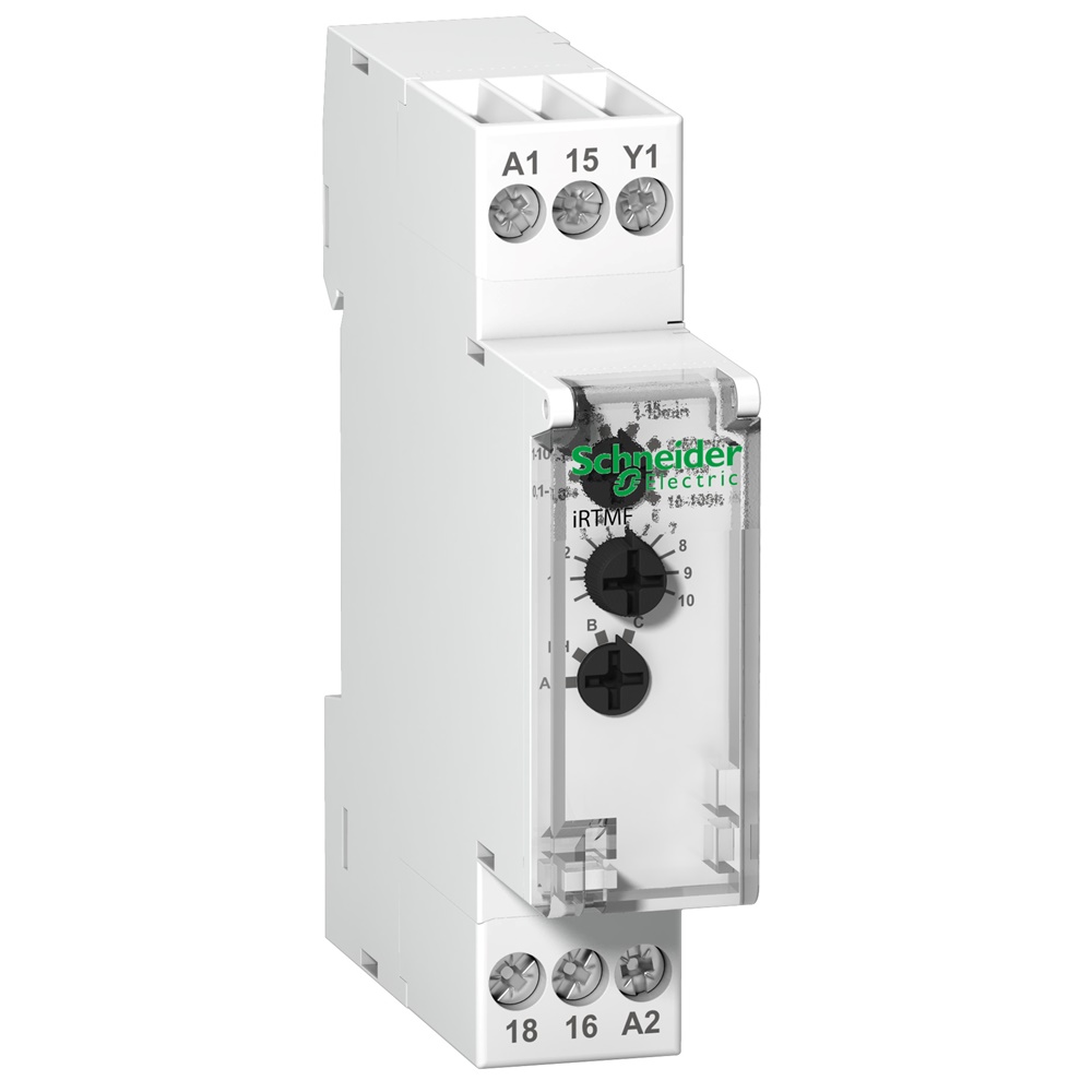 Relé multifunzione temporizzato iRTMF 24Vcc 12-240Vca/cc per controllo ritardi industriale
