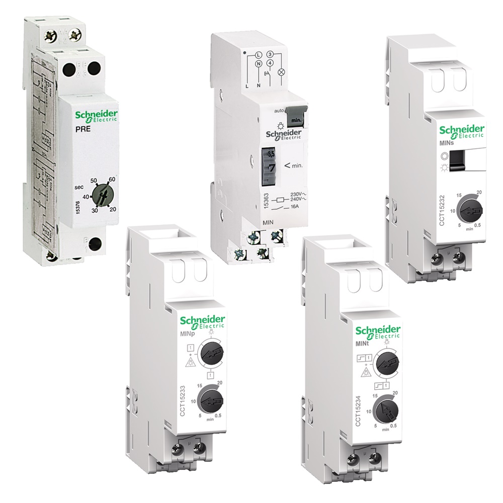 Temporizzatore luce-scale regolabile 0,5-20 min con preavviso spegnimento per impianti 230V AC