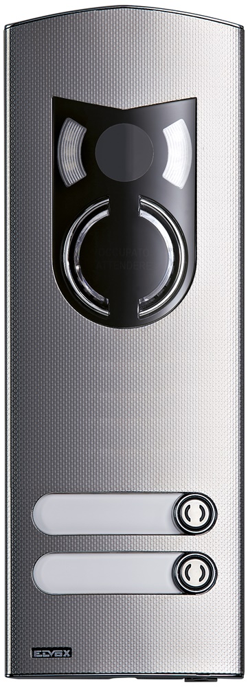 Placca audio video 2 moduli acciaio inox IK10 2 tasti protezione alta
