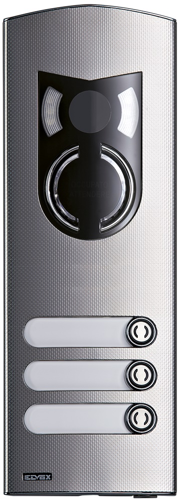 Placca audio video 2 moduli acciaio inox 3 tasti protezione IK10
