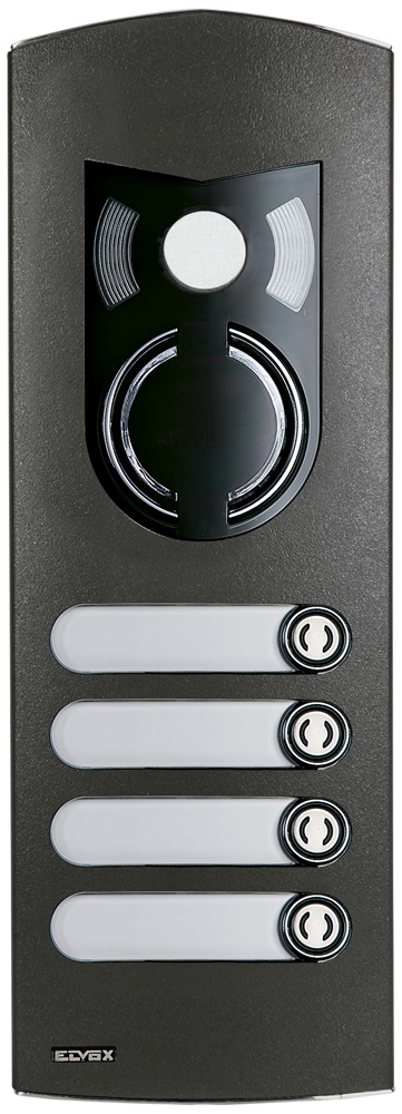 Placca audio video 2 moduli 4 tasti protezione IK10 grigio sablé
