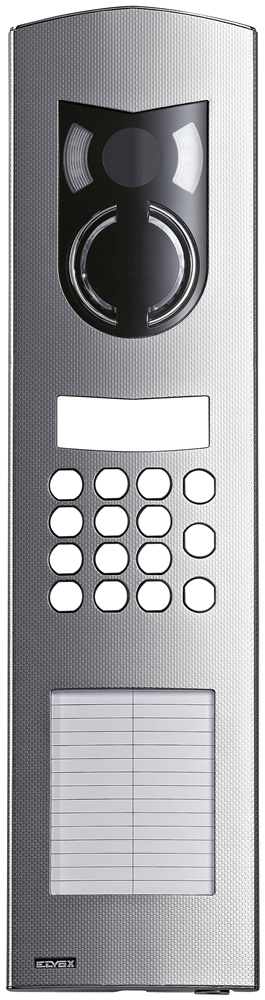Placca 3 moduli acciaio inox per tastiera alfanumerica Due Fili e Digibus con cartello illuminato per 15 nomi