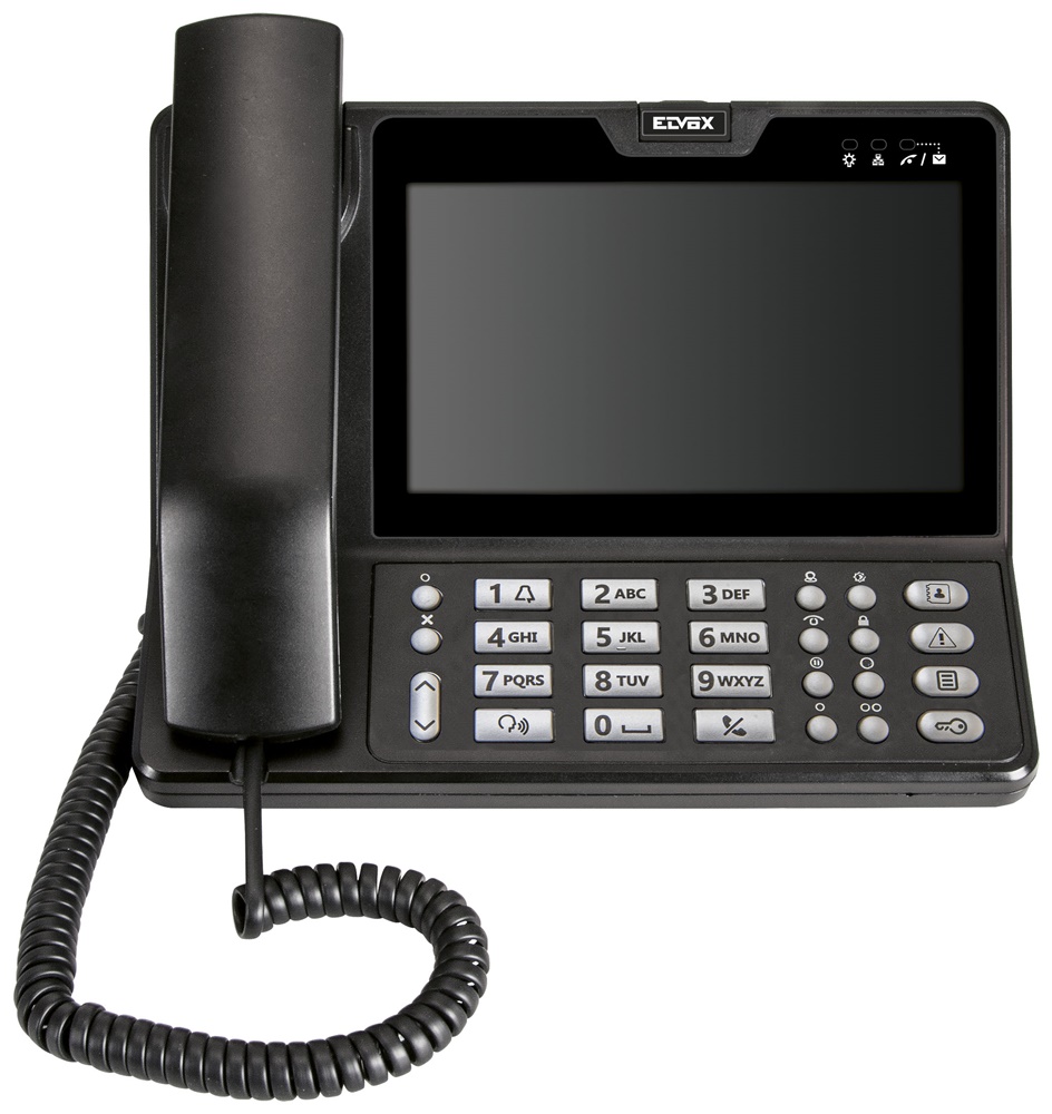 Centralino portineria 7 LCD Due Fili Plus nero con tastiera display rubrica elettronica panic button gestione fasce orarie zone competenza