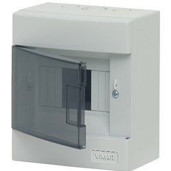 Centralino parete 5 moduli IP40 grigio con portello trasparente cerniera verticale