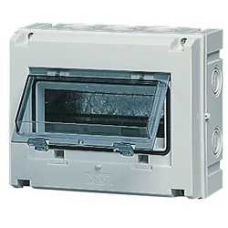 Centralino parete 8 moduli IP55 portello trasparente grigio RAL 7035 isolamento doppio uso civile industriale