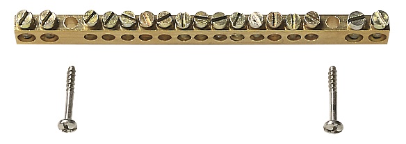Morsettiera ottone 17 fori con viti fissaggio per connessioni elettriche
