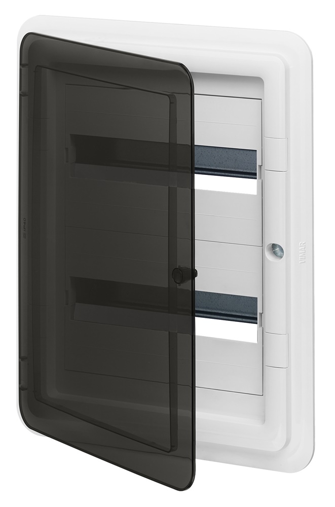 Centralino estetico incasso 24 moduli IP40 portello fumé guida DIN TH35