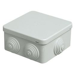 Scatola derivazione IP44 80x80x40mm grigia RAL 7035 con passacavi e coperchio a scatto per installazioni parete