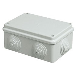 Scatola derivazione IP55 grigia 120x80x50 mm con passacavi e coperchio viti inox per installazioni parete