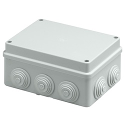 Scatola derivazione IP55 150x110x70mm grigio RAL 7035 con passacavi e coperchio inox per installazioni parete