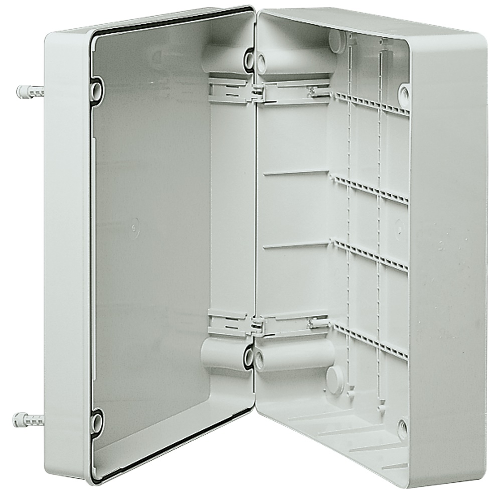 Scatola derivazione IP56 380x300x120mm pareti lisce coperchio cieco grigio RAL 7035 per installazioni a parete